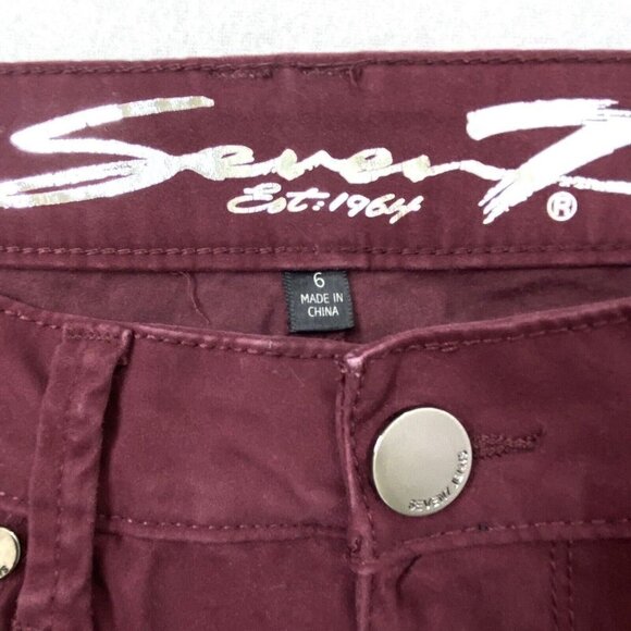 Seven7 High Rise Skinny Jeans Womens size 6 Skin Fit Denim Tapered Burgundy - Picture 9 of 16